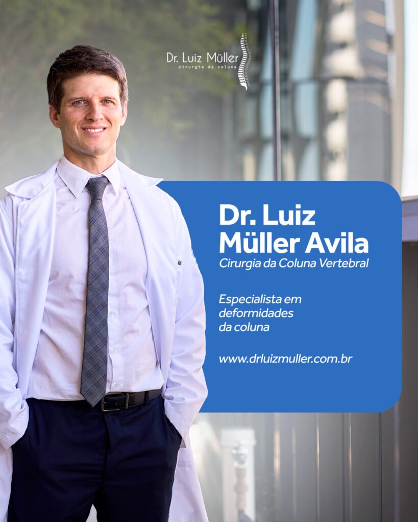 Dr. Luiz Müller Avila de terno, com o texto: cirurgia da coluna vertebral, www.drluizmuller.com.br