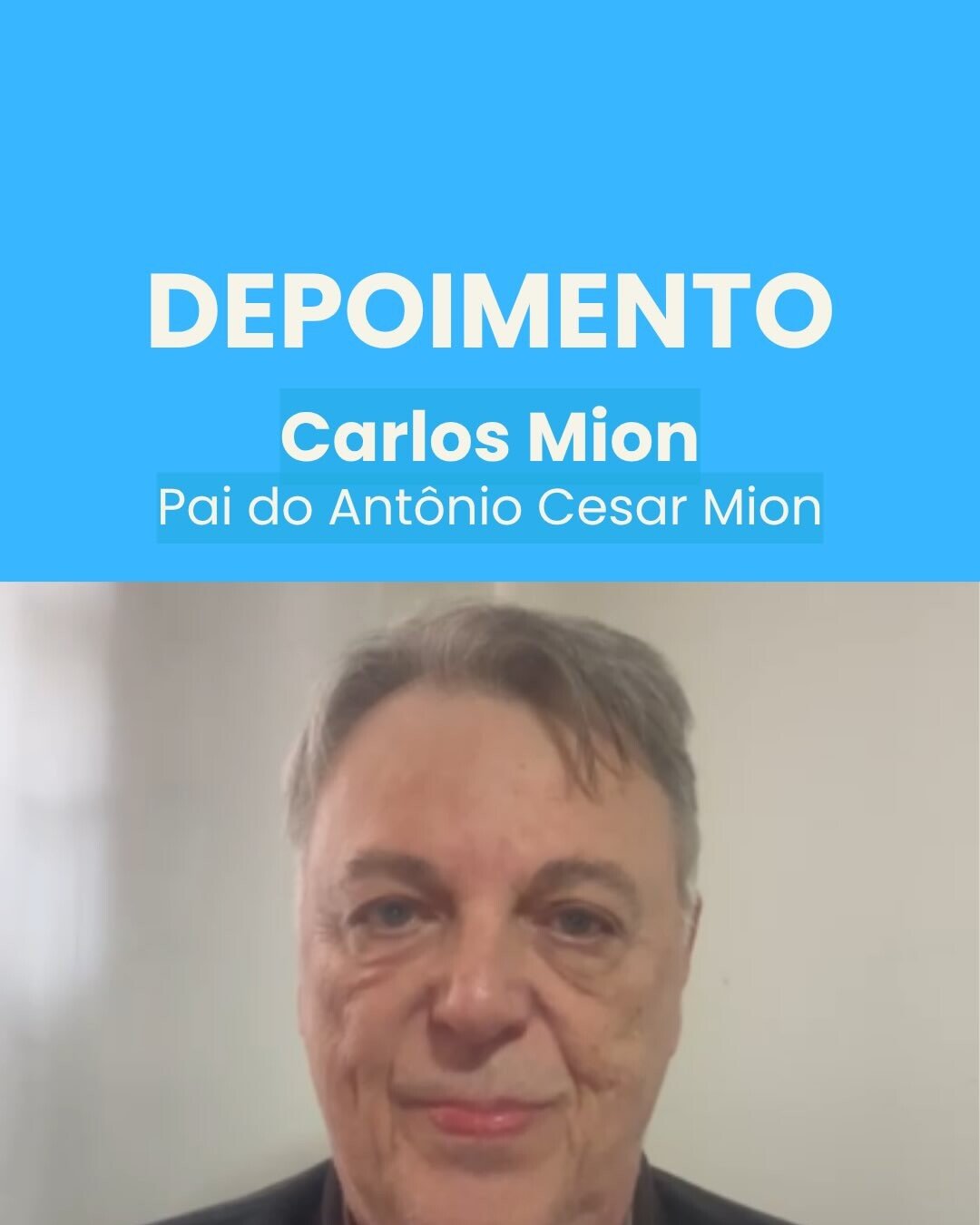 Carlos Mion, pai do Antônio Cesar Mion, gravando seu depoimento