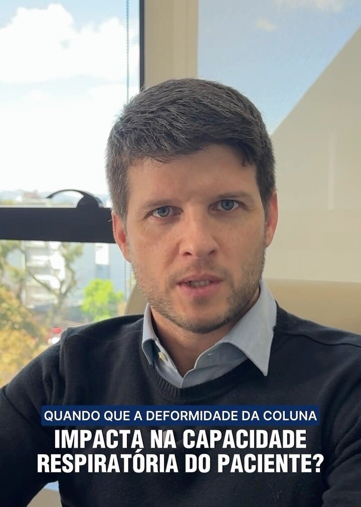 Dr. Luiz Müller Avila em vídeo, com o texto: quando que a deformidade da coluna impacta na capacidade respiratória do paciente?